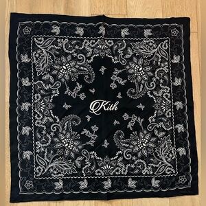 KITH Paisley Printed Silk Bandana scarf Black/white